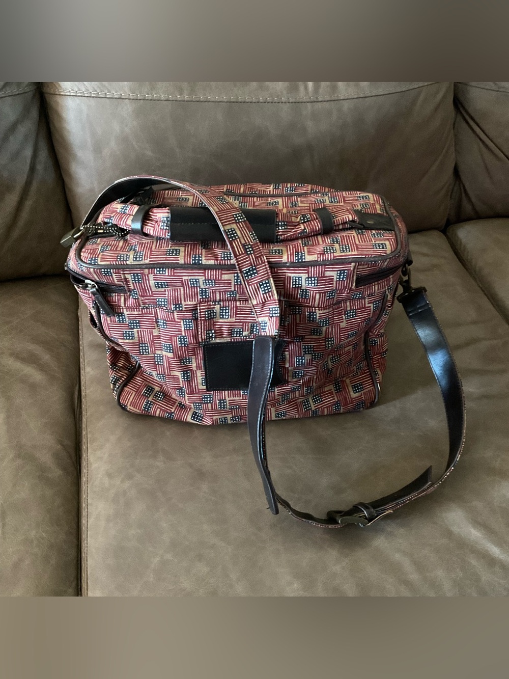 Longaberger Homestead Small Carry On Luggage Bag Americana Flag Print